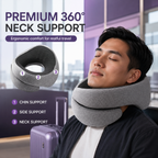360° Rotating Memory Foam Travel Neck Pillow – Dual-Layer 3D Support with Eye Mask, Earplugs & Storage Bag Home Select My
