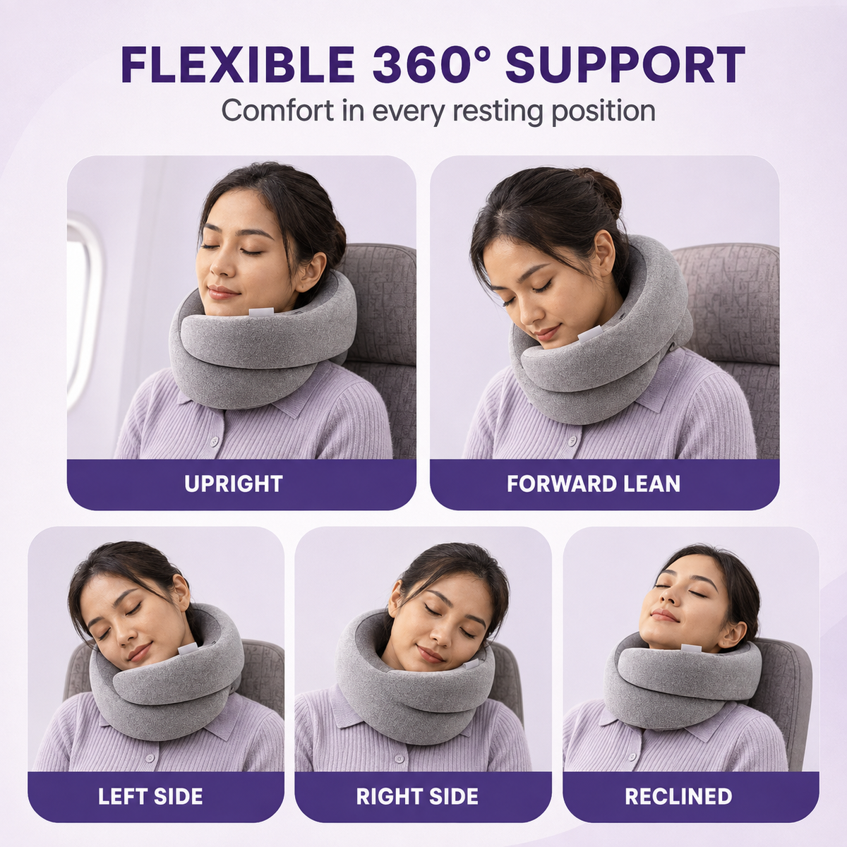 360° Rotating Memory Foam Travel Neck Pillow – Dual-Layer 3D Support with Eye Mask, Earplugs & Storage Bag Home Select My