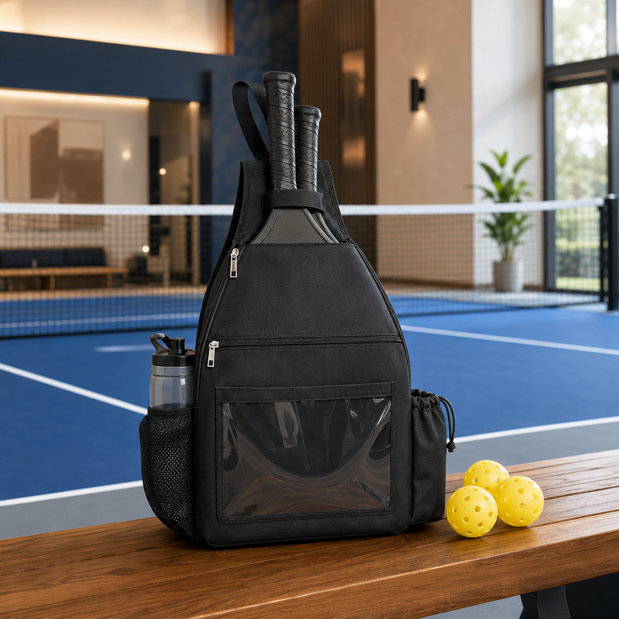 Pickleball Sling Bag with Paddle Holder & Ball Window Home Select My