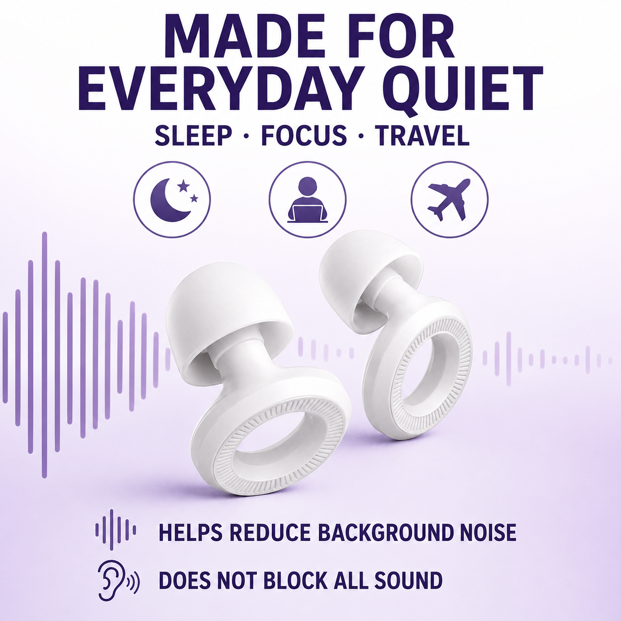 Reusable Silicone Earplugs – Noise Reduction for Sleep, Study & Focus Home Select My