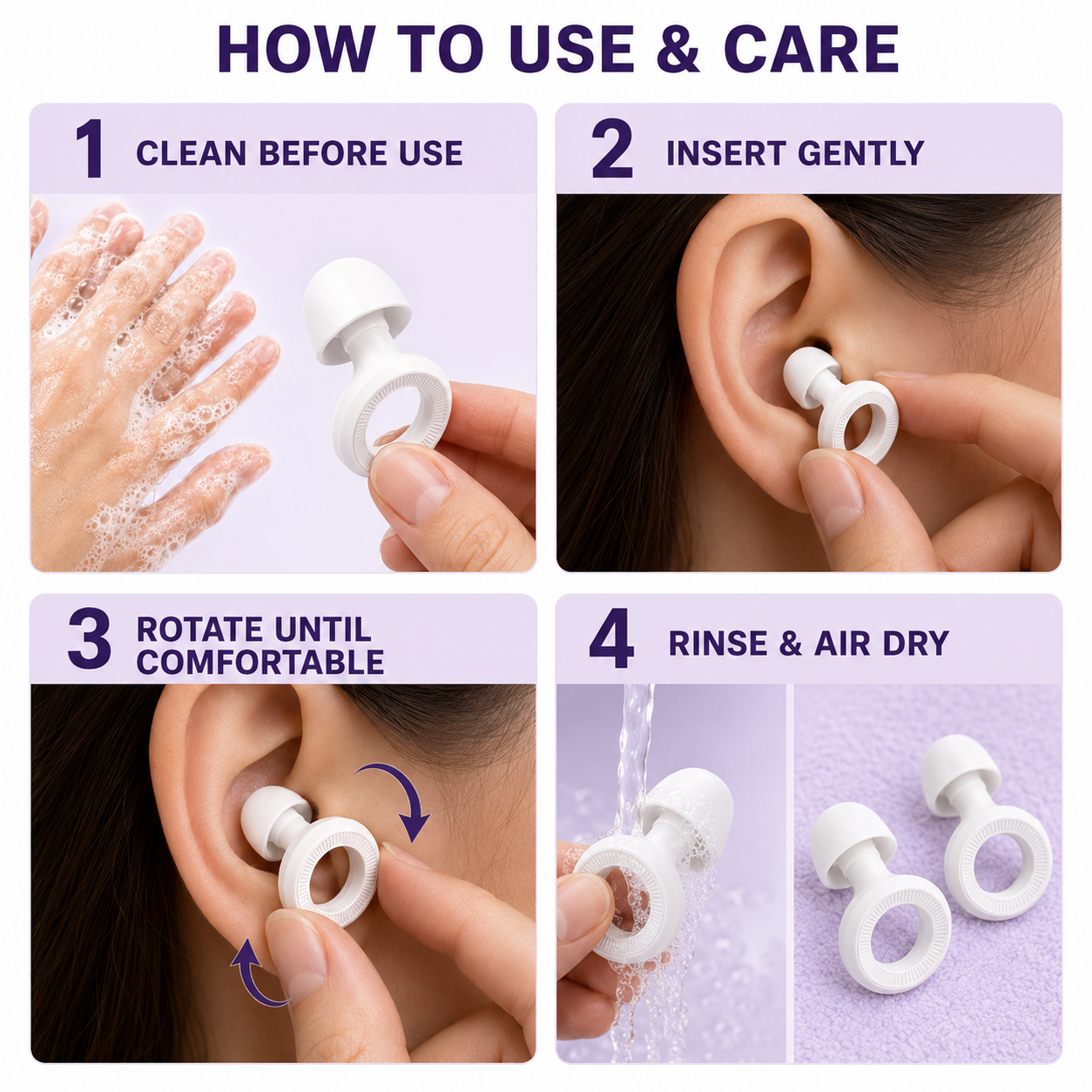 Reusable Silicone Earplugs – Noise Reduction for Sleep, Study & Focus Home Select My