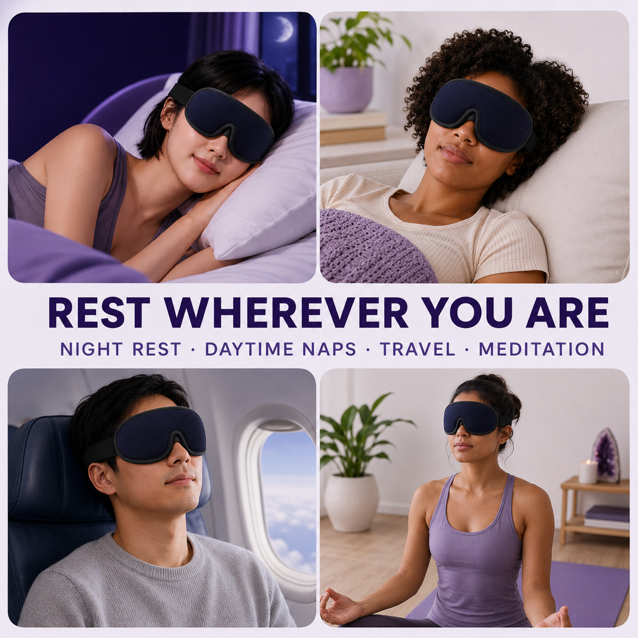 3D Contoured Sleep Mask – 100% Blackout, Breathable Mesh for Deep Sleep Home Select My