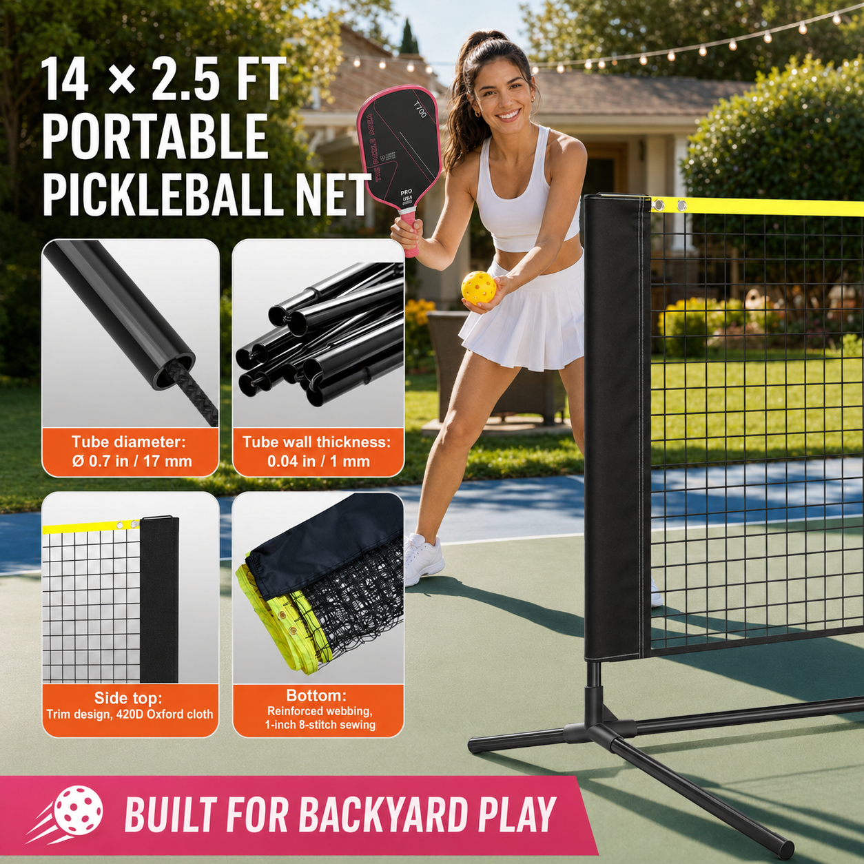 14ft Wide Foldable Pickleball Net Home Select My