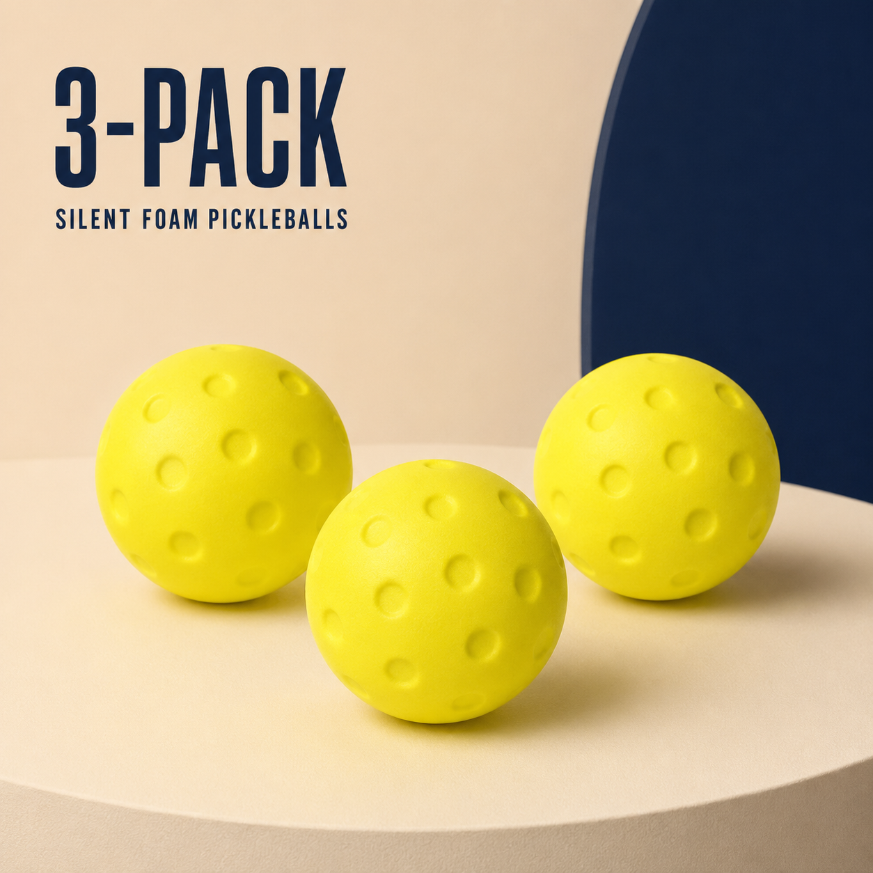 3-Pack Silent Foam Pickleballs for Indoor Practice Home Select My