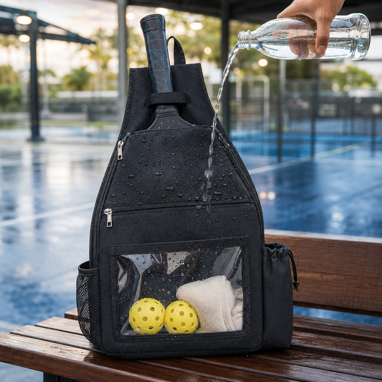 Pickleball Sling Bag with Paddle Holder & Ball Window Home Select My