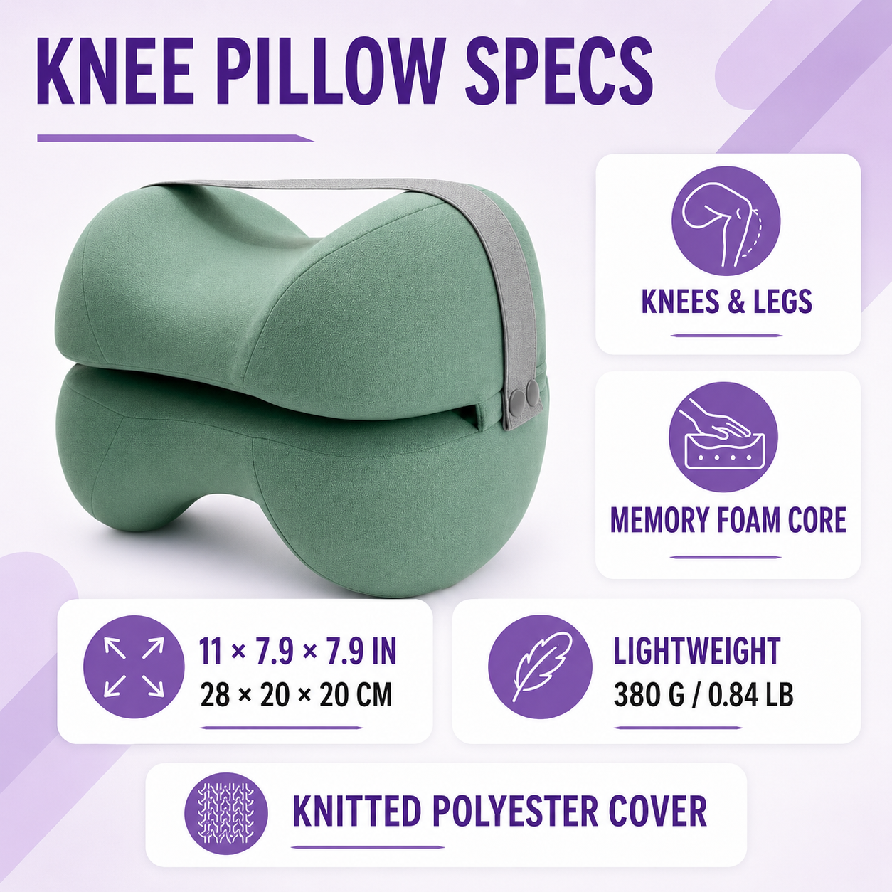 Memory Foam Knee Pillow for Side Sleepers Home Select My