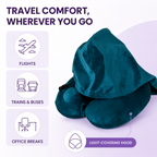Inflatable Travel Neck Pillow with Hood Home Select My
