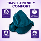 Inflatable Travel Neck Pillow with Hood Home Select My