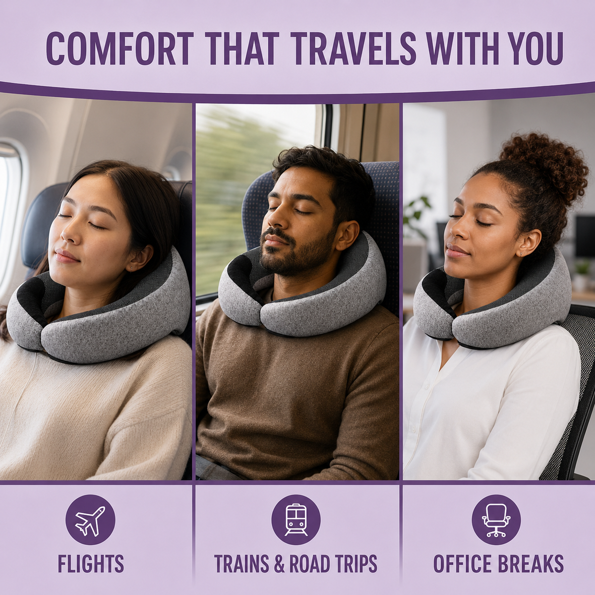 360° Travel Neck Pillow – Memory Foam with Eye Mask & Earplugs Sleep Kit Home Select My