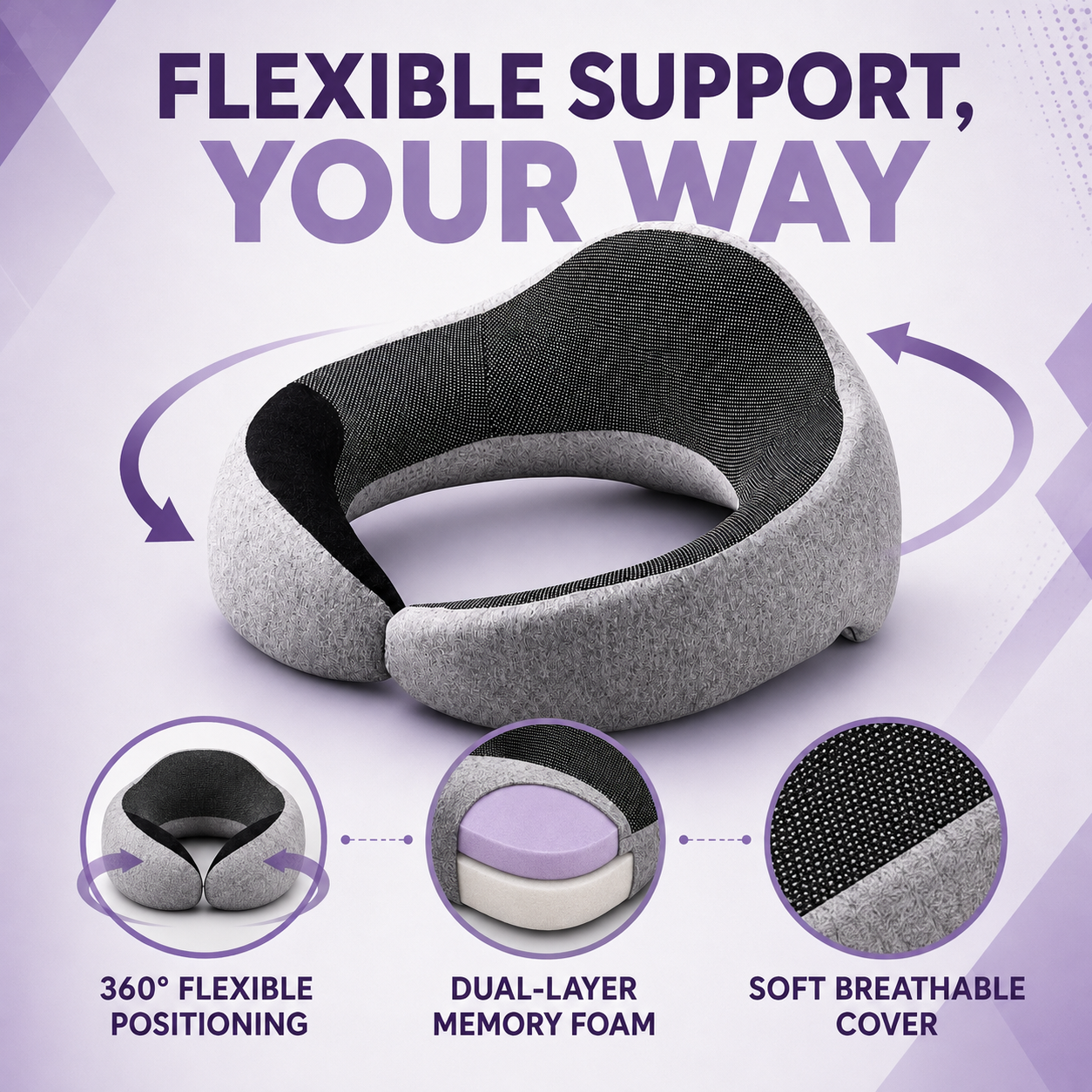 360° Travel Neck Pillow – Memory Foam with Eye Mask & Earplugs Sleep Kit Home Select My