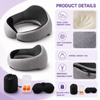360° Travel Neck Pillow – Memory Foam with Eye Mask & Earplugs Sleep Kit Home Select My