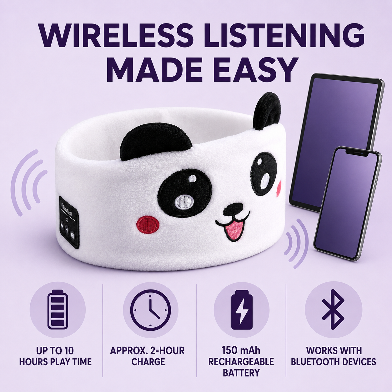 Kids Wireless Sleep Headband – Soft Bluetooth Headphones for Bedtime Home Select My