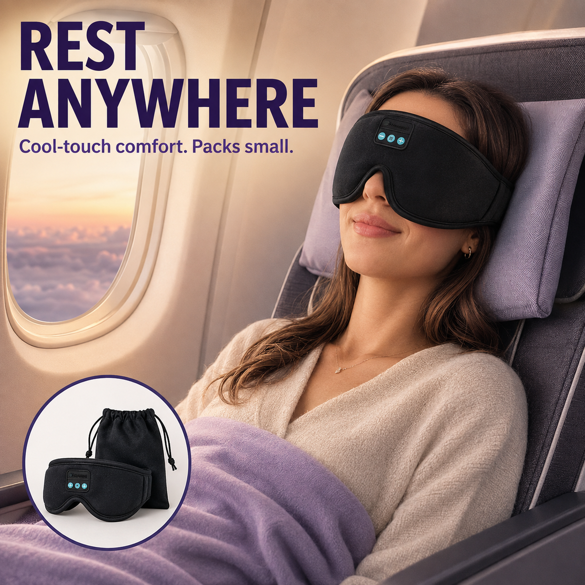 3D Bluetooth Sleep Mask – Headphones for Side Sleepers Home Select My
