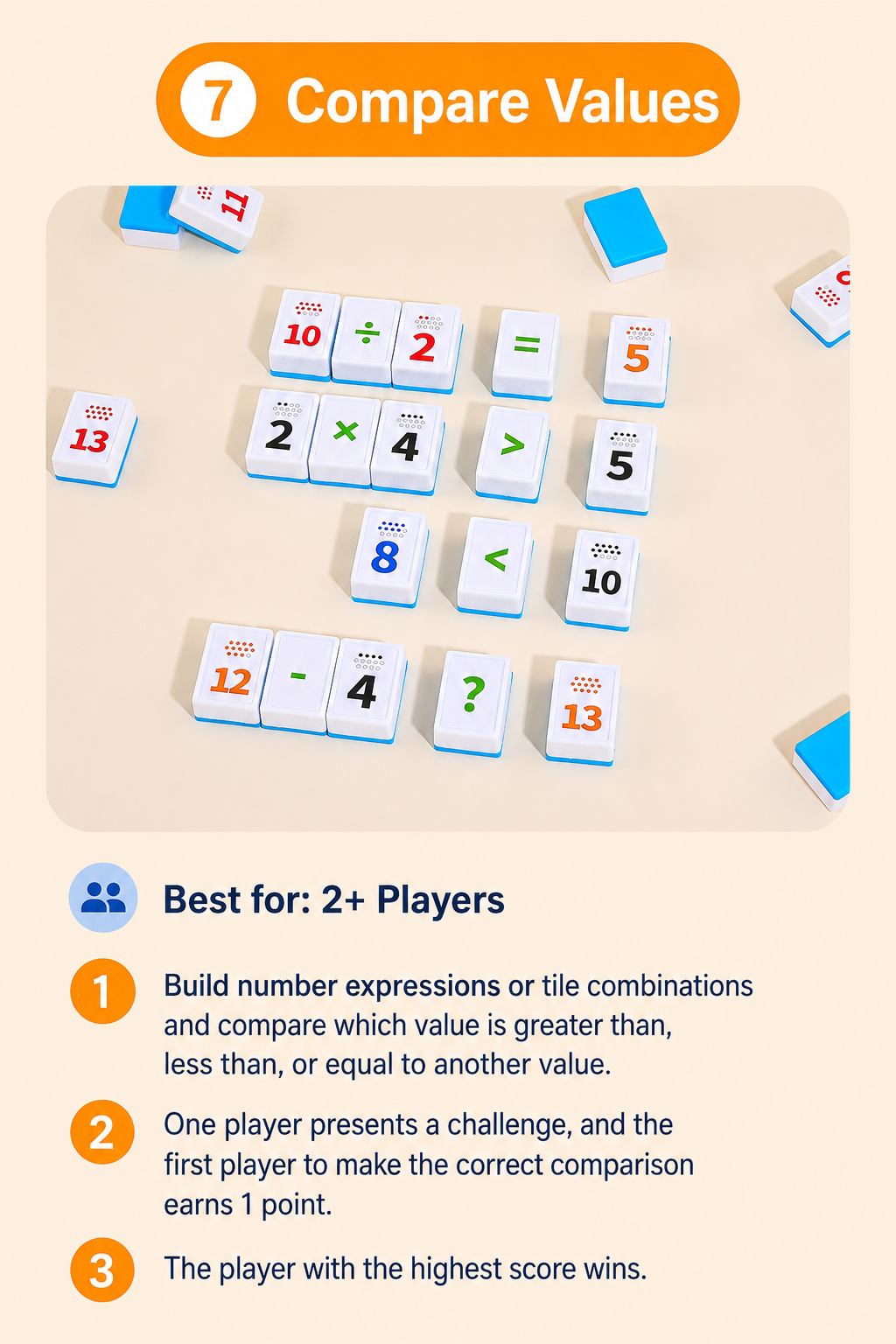 Number Tile Strategy Board Game for Kids & Families | Math Thinking Educational Toy
