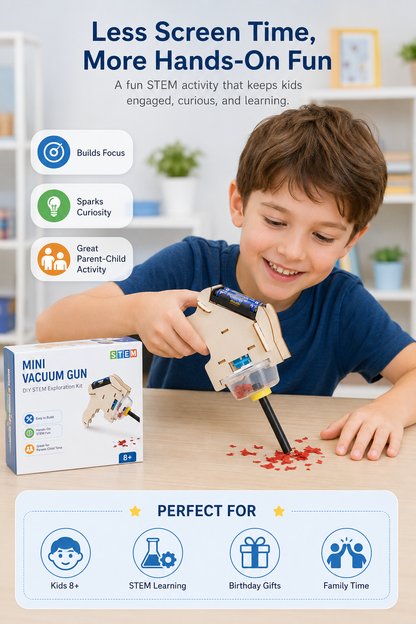 DIY Mini Vacuum Gun STEM Science Kit for Kids | Educational Build & Learn Toy