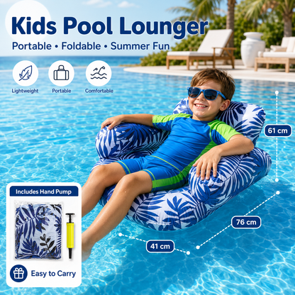 Foldable Inflatable Pool Lounger Chair with Headrest & Armrests – Portable Pool Float for Adults and children
