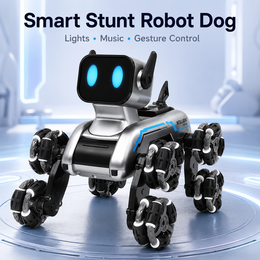 Remote Control Stunt Robot Dog Toy with Gesture Watch, LED Eyes, Music & 360° Tricks – Rechargeable Gift for Kids 6+