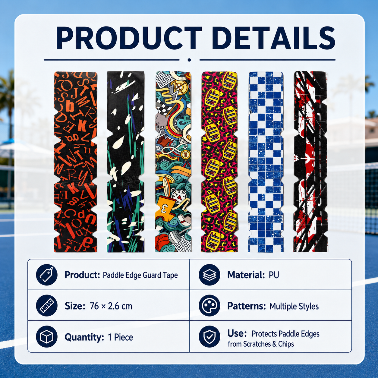 Pickleball Paddle PU Edge Protector Tape(Buy one free one)