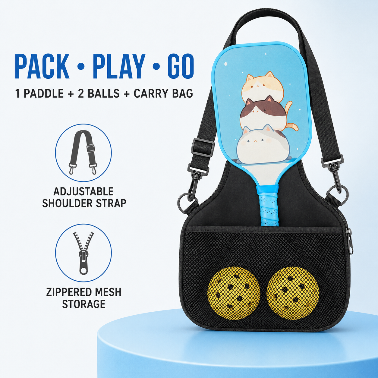 Kids Pickleball Paddle Set with 2 Balls & Carry Bag