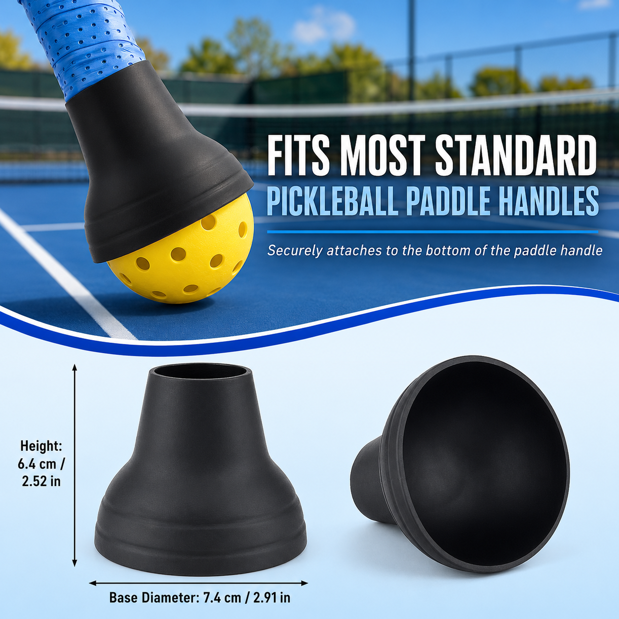 2-Pack Pickleball Ball Retriever – No-Bend Pickup Cup for Paddle Handles