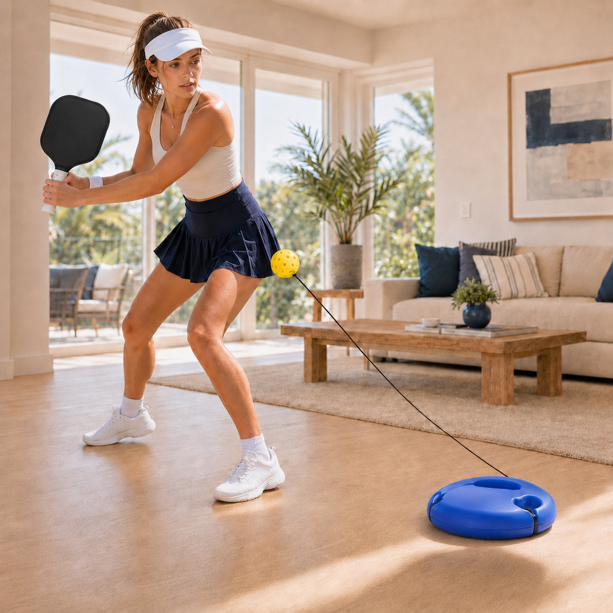 Pickleball Trainer Set – 40-Hole Ball with Elastic String & Base Home Select My
