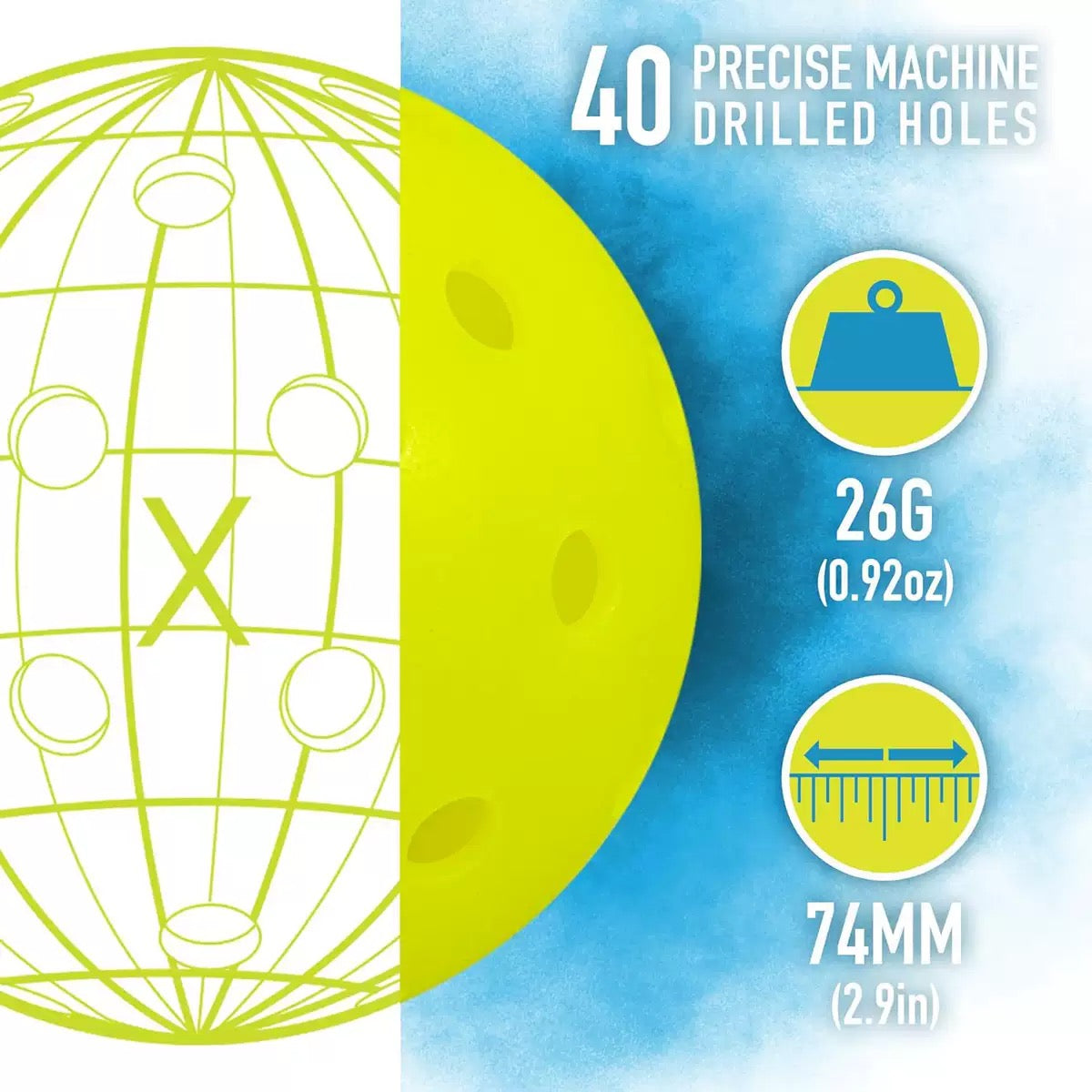 Pickleball Ball – 40 Precise Machine Drilled Holes Home Select My