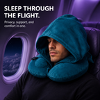 Hooded Inflatable Travel Neck Pillow – U-Shaped, Portable & Compact for Airplane, Car & Office Naps Home Select My