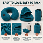 Hooded Inflatable Travel Neck Pillow – U-Shaped, Portable & Compact for Airplane, Car & Office Naps Home Select My