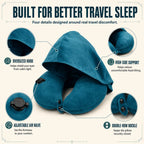 Hooded Inflatable Travel Neck Pillow – U-Shaped, Portable & Compact for Airplane, Car & Office Naps Home Select My